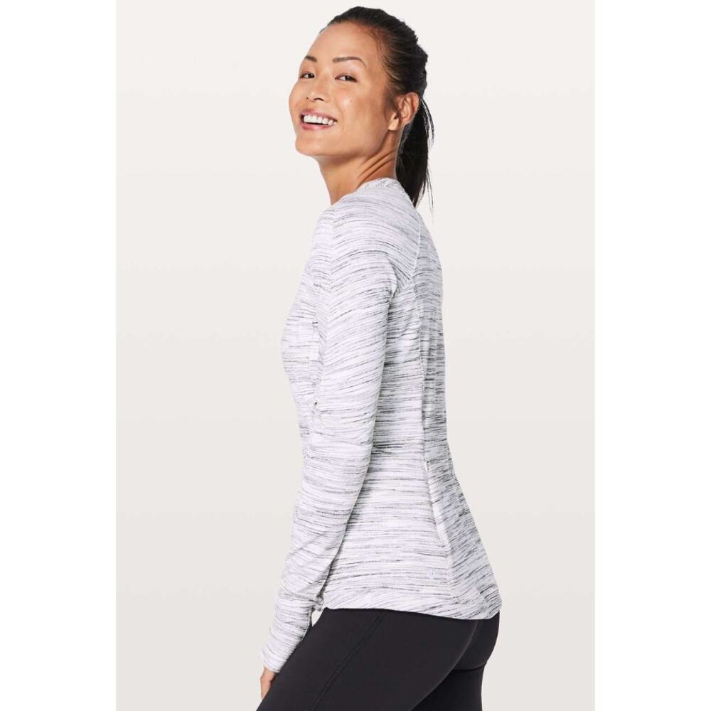 Lululemon Runderful Long Sleeve Space Dye Camo White Silver Spoon 6